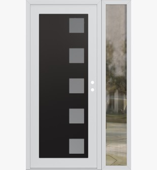 Diamond C5 52" x 80" white/white frosted Glass Panel black LHI with Sidelite clear Glass