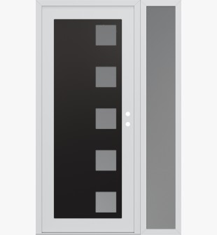 Diamond C5 48" x 80" white/white frosted Glass Panel black LHI with Sidelite frosted Glass