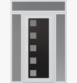 Diamond C5 60" x 96" white/white frosted Glass Panel black RHI with 2 Sidelites and Transom frosted Glass