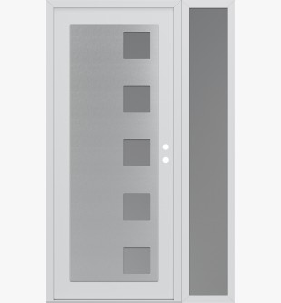 Diamond C5 52" x 80" white/white frosted Glass Panel stainless steel LHI with Sidelite frosted Glass