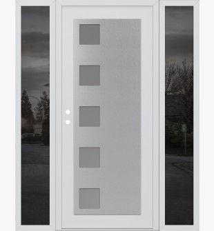 Diamond C5 60" x 80" white/white frosted Glass Panel stainless steel RHI with 2 Sidelites mirrored Glass
