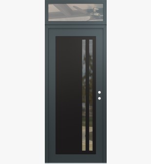 Diamond C6 36" x 96" anthracite/anthracite clear Glass Panel black LHI with Transom clear Glass