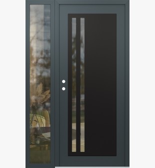 Diamond C6 50" x 80" anthracite/anthracite clear Glass Panel black RHI with Sidelite clear Glass