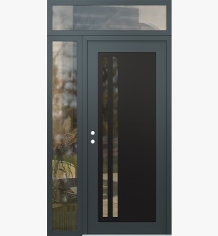 Diamond C6 48" x 96" anthracite/anthracite clear Glass Panel black RHI with Sidelite and Transom clear Glass