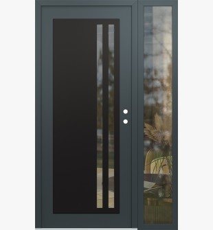 Diamond C6 48" x 80" anthracite/anthracite clear Glass Panel black LHI with Sidelite clear Glass