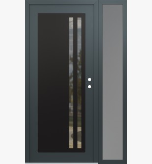 Diamond C6 52" x 80" anthracite/anthracite clear Glass Panel black LHI with Sidelite frosted Glass