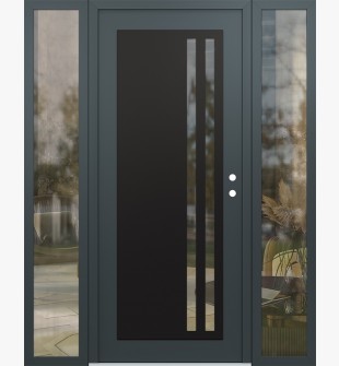 Diamond C6 60" x 80" anthracite/anthracite clear Glass Panel black LHI with 2 Sidelites clear Glass