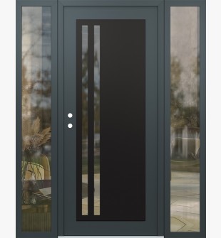 Diamond C6 60" x 80" anthracite/anthracite clear Glass Panel black RHI with 2 Sidelites clear Glass