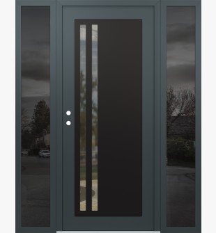 Diamond C6 68" x 80" anthracite/anthracite clear Glass Panel black RHI with 2 Sidelites mirrored Glass