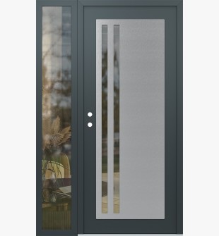 Diamond C6 48" x 80" anthracite/anthracite clear Glass Panel stainless steel RHI with Sidelite clear Glass