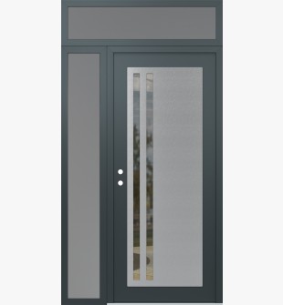 Diamond C6 48" x 96" anthracite/anthracite clear Glass Panel stainless steel RHI with Sidelite and Transom frosted Glass