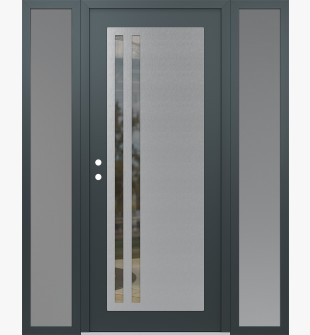 Diamond C6 68" x 80" anthracite/anthracite clear Glass Panel stainless steel RHI with 2 Sidelites frosted Glass