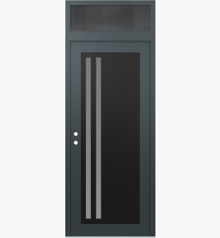 Diamond C6 36" x 96" anthracite/anthracite frosted Glass Panel black RHI with Transom mirrored Glass