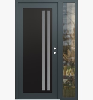 Diamond C6 52" x 80" anthracite/anthracite frosted Glass Panel black LHI with Sidelite clear Glass