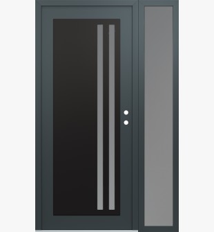 Diamond C6 50" x 80" anthracite/anthracite frosted Glass Panel black LHI with Sidelite frosted Glass
