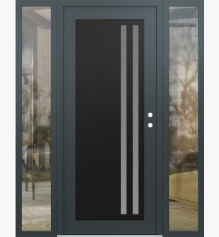 Diamond C6 68" x 80" anthracite/anthracite frosted Glass Panel black LHI with 2 Sidelites clear Glass