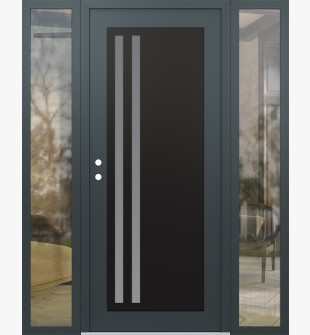 Diamond C6 60" x 80" anthracite/anthracite frosted Glass Panel black RHI with 2 Sidelites clear Glass