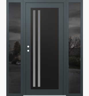 Diamond C6 60" x 80" anthracite/anthracite frosted Glass Panel black RHI with 2 Sidelites mirrored Glass