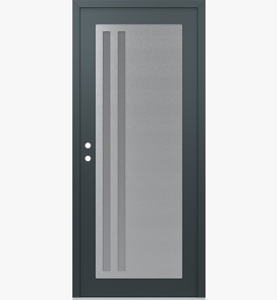 Diamond C6 36" x 80" anthracite/anthracite frosted Glass Panel stainless steel RHI