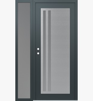 Diamond C6 48" x 80" anthracite/anthracite frosted Glass Panel stainless steel RHI with Sidelite frosted Glass