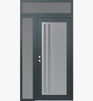 Diamond C6 50" x 96" anthracite/anthracite frosted Glass Panel stainless steel RHI with Sidelite and Transom frosted Glass