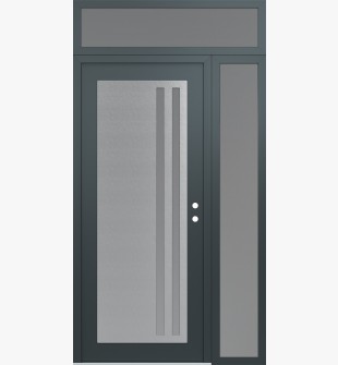 Diamond C6 50" x 96" anthracite/anthracite frosted Glass Panel stainless steel LHI with Sidelite and Transom frosted Glass