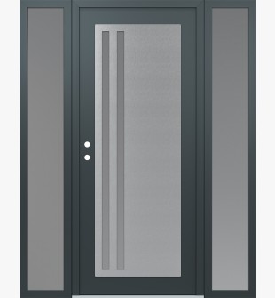 Diamond C6 64" x 80" anthracite/anthracite frosted Glass Panel stainless steel RHI with 2 Sidelites frosted Glass