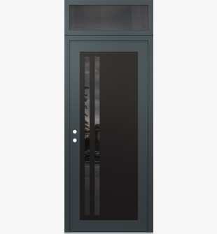 Diamond C6 36" x 96" anthracite/anthracite mirrored Glass Panel black RHI with Transom mirrored Glass