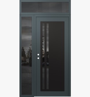 Diamond C6 48" x 96" anthracite/anthracite mirrored Glass Panel black RHI with Sidelite and Transom mirrored Glass