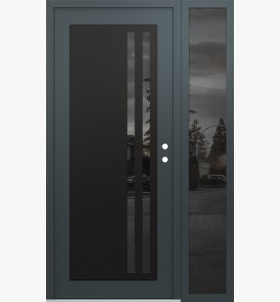 Diamond C6 50" x 80" anthracite/anthracite mirrored Glass Panel black LHI with Sidelite mirrored Glass
