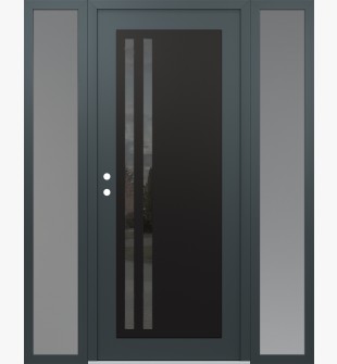 Diamond C6 68" x 80" anthracite/anthracite mirrored Glass Panel black RHI with 2 Sidelites frosted Glass
