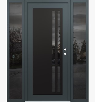 Diamond C6 68" x 80" anthracite/anthracite mirrored Glass Panel black LHI with 2 Sidelites mirrored Glass