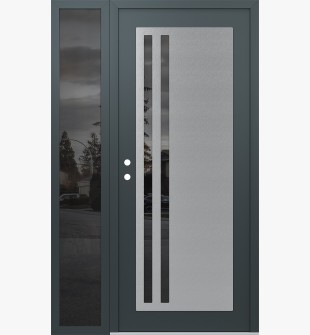 Diamond C6 48" x 80" anthracite/anthracite mirrored Glass Panel stainless steel RHI with Sidelite mirrored Glass
