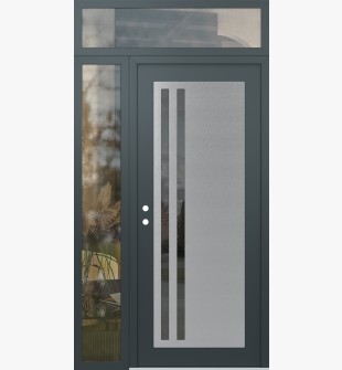 Diamond C6 52" x 96" anthracite/anthracite mirrored Glass Panel stainless steel RHI with Sidelite and Transom clear Glass