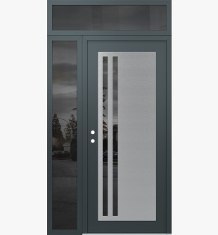 Diamond C6 48" x 96" anthracite/anthracite mirrored Glass Panel stainless steel RHI with Sidelite and Transom mirrored Glass