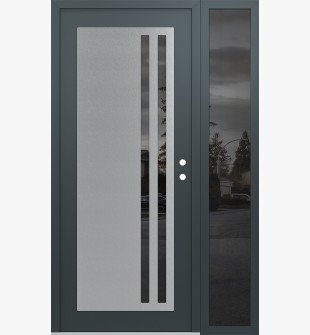 Diamond C6 48" x 80" anthracite/anthracite mirrored Glass Panel stainless steel LHI with Sidelite mirrored Glass