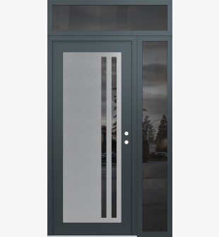 Diamond C6 52" x 96" anthracite/anthracite mirrored Glass Panel stainless steel LHI with Sidelite and Transom mirrored Glass