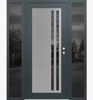 Diamond C6 64" x 80" anthracite/anthracite mirrored Glass Panel stainless steel LHI with 2 Sidelites mirrored Glass