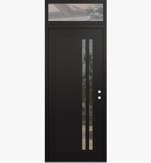 Diamond C6 36" x 96" black/black clear Glass Panel black LHI with Transom clear Glass