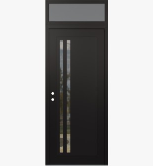 Diamond C6 36" x 96" black/black clear Glass Panel black RHI with Transom frosted Glass