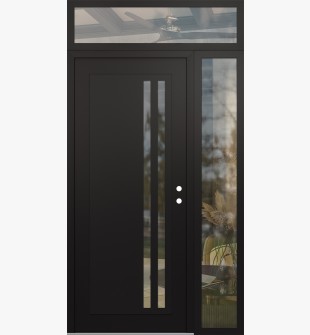 Diamond C6 50" x 96" black/black clear Glass Panel black LHI with Sidelite and Transom clear Glass
