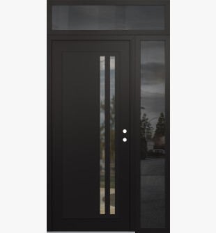 Diamond C6 50" x 96" black/black clear Glass Panel black LHI with Sidelite and Transom mirrored Glass