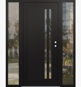 Diamond C6 64" x 80" black/black clear Glass Panel black LHI with 2 Sidelites clear Glass