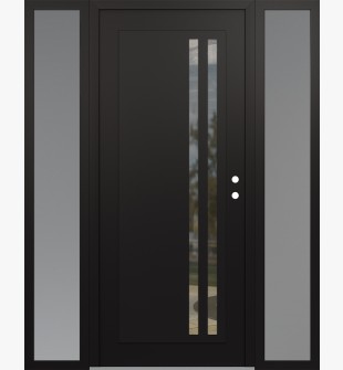 Diamond C6 64" x 80" black/black clear Glass Panel black LHI with 2 Sidelites frosted Glass
