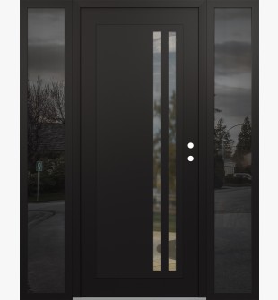 Diamond C6 68" x 80" black/black clear Glass Panel black LHI with 2 Sidelites mirrored Glass