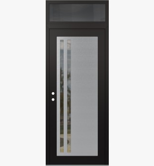 Diamond C6 36" x 96" black/black clear Glass Panel stainless steel RHI with Transom mirrored Glass