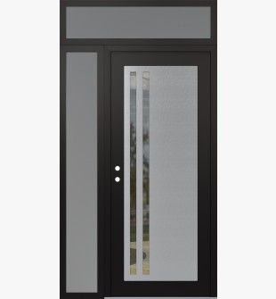 Diamond C6 50" x 96" black/black clear Glass Panel stainless steel RHI with Sidelite and Transom frosted Glass