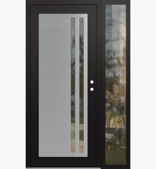 Diamond C6 52" x 80" black/black clear Glass Panel stainless steel LHI with Sidelite clear Glass