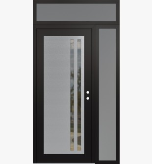 Diamond C6 48" x 96" black/black clear Glass Panel stainless steel LHI with Sidelite and Transom frosted Glass