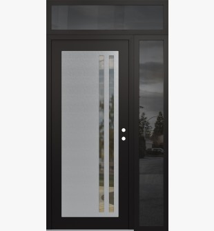 Diamond C6 50" x 96" black/black clear Glass Panel stainless steel LHI with Sidelite and Transom mirrored Glass